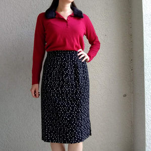 Vintage Red Sweater with Black Detachable Collar